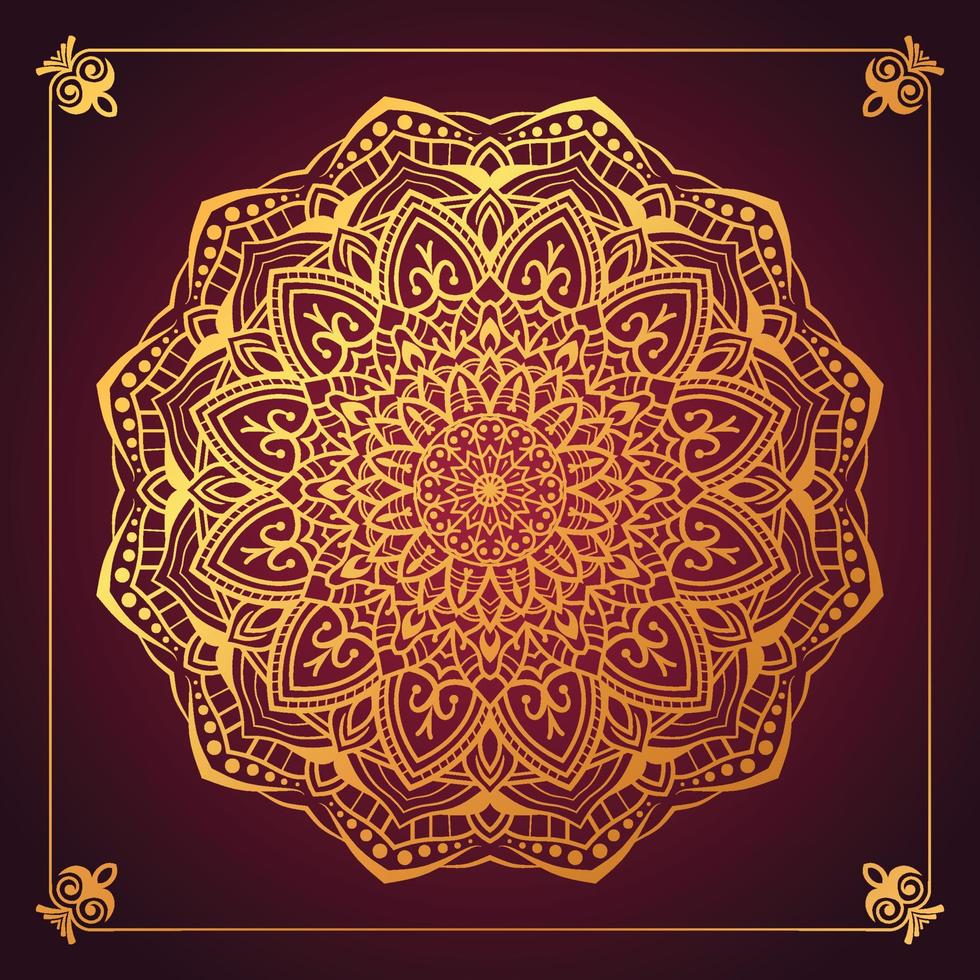 design de mandala ornamental de luxo com cor dourada vetor