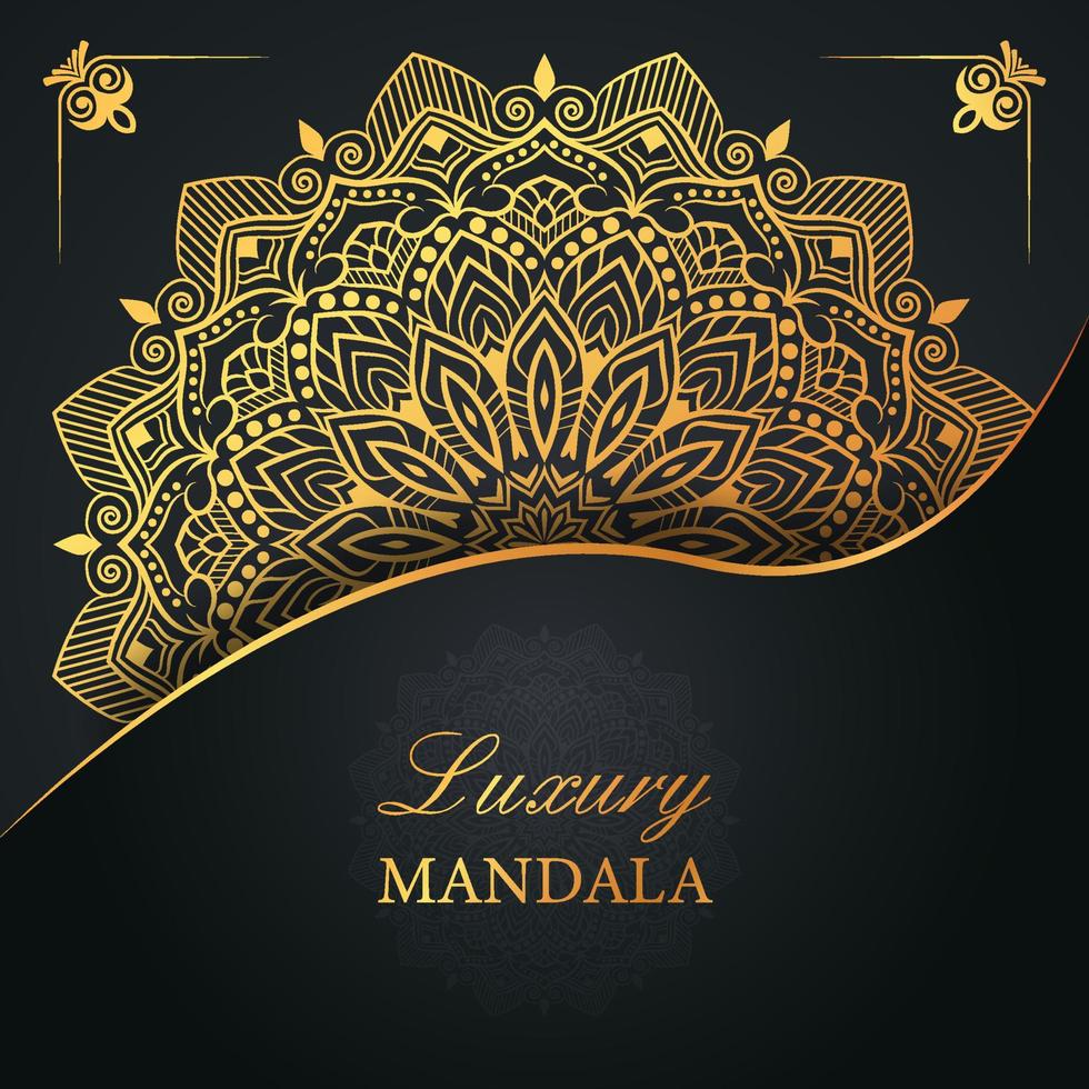 design de mandala ornamental de luxo com cor dourada vetor