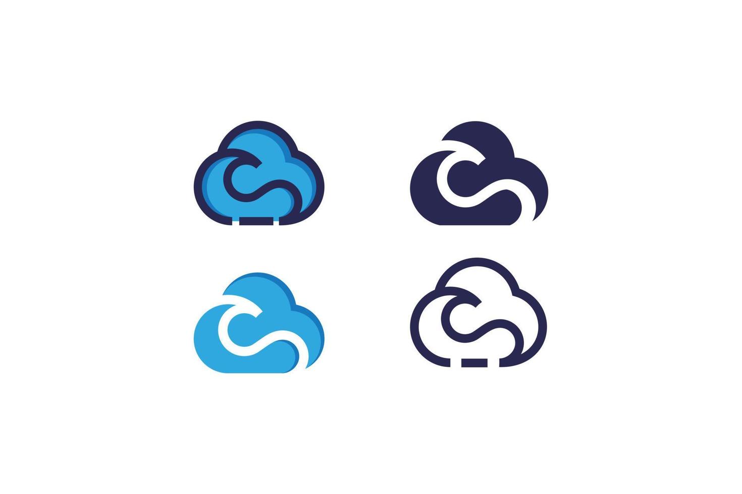 design de logotipo de nuvens e ondas vetor