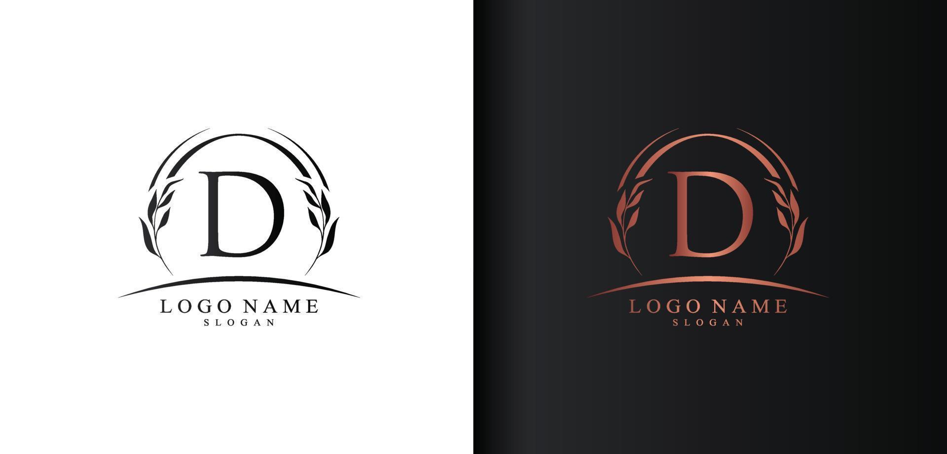 design de logotipo abstrato letra d, logotipo de letra de estilo de luxo, design de vetor de ícone de texto d