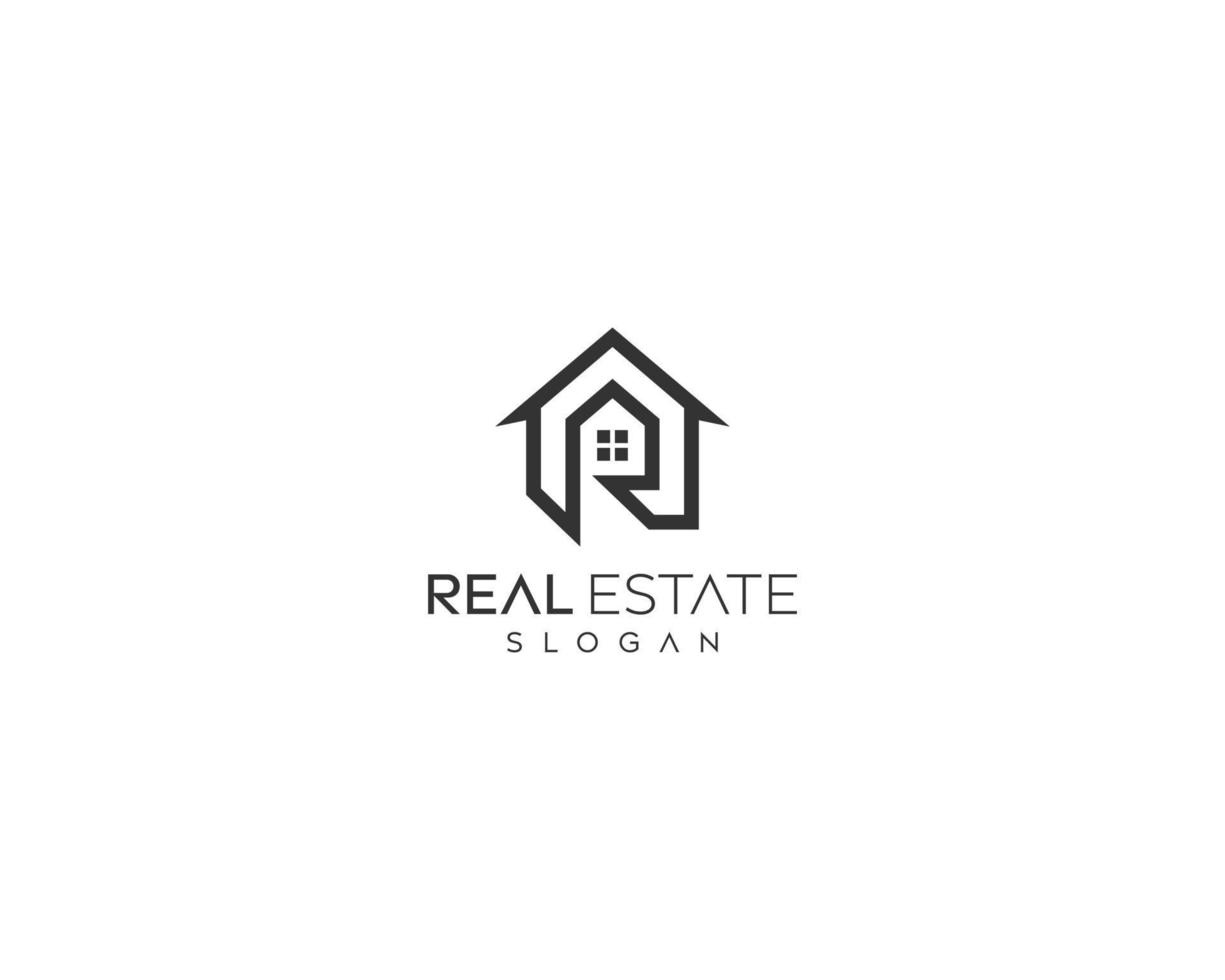 letra abstrata r design de logotipo imobiliário, design de logotipo de vetor imobiliário