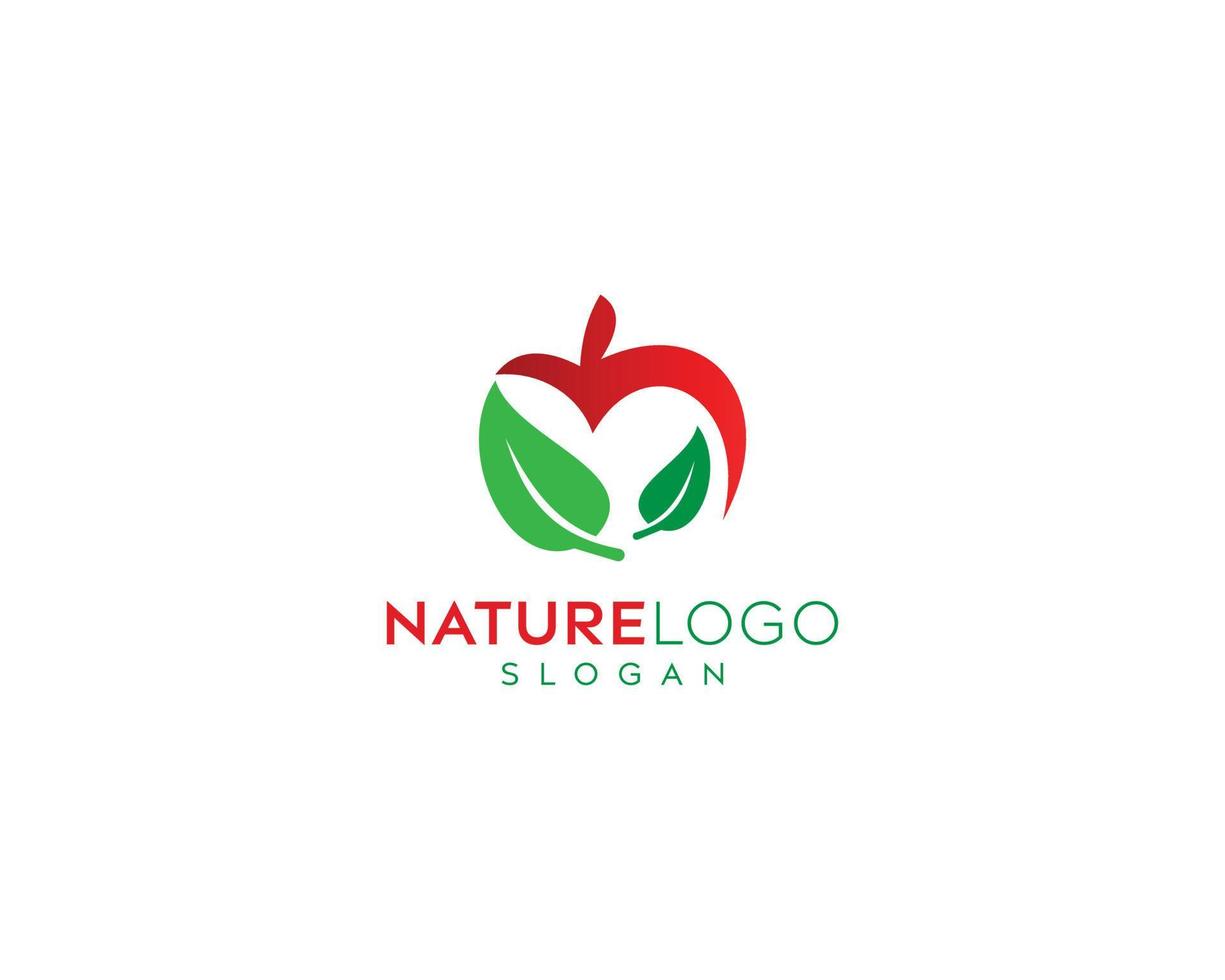 design de vetor de logotipo de folha de frutas de maçã, logotipo de folha, design de logotipo de maçã, design de logotipo de vetor de comida natural