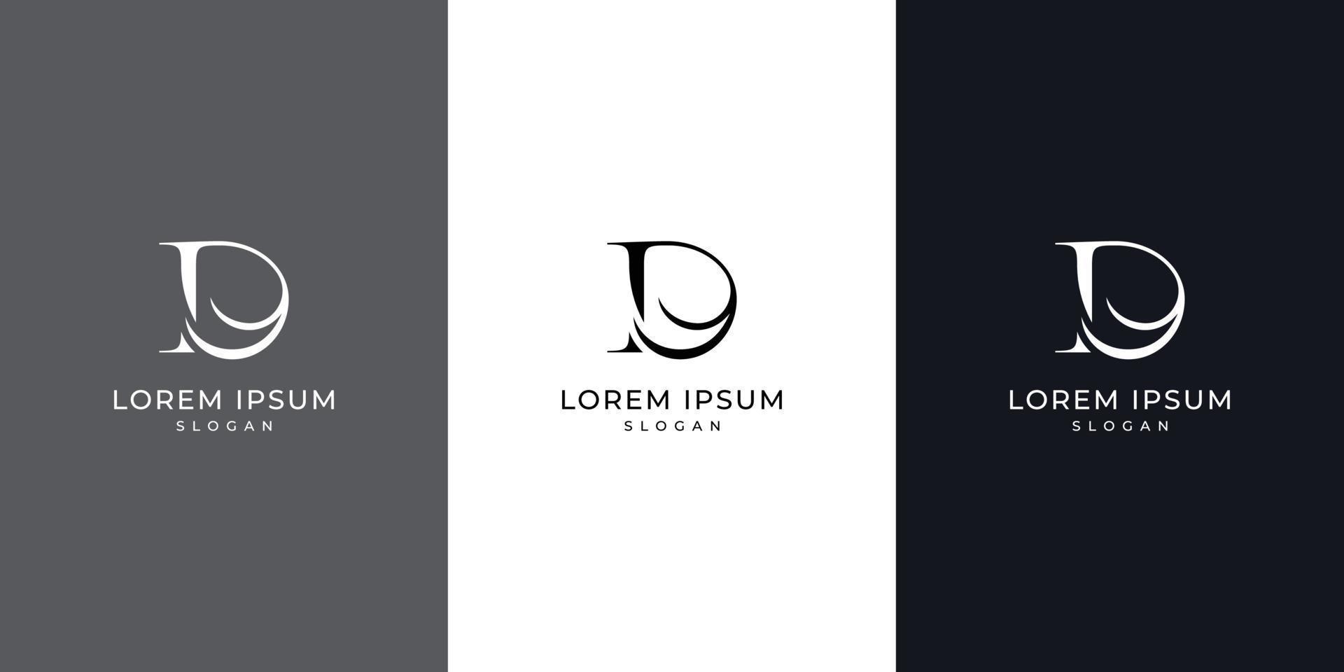 design de logotipo abstrato letra d, logotipo de letra de estilo de luxo, design de ícone de texto d vetor