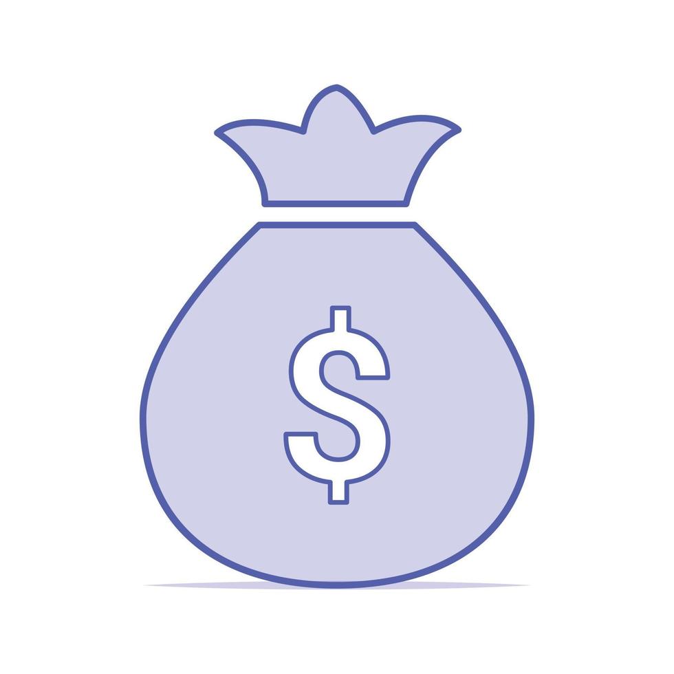 ícone plano de saco de dinheiro colorido isolado no fundo branco vetor