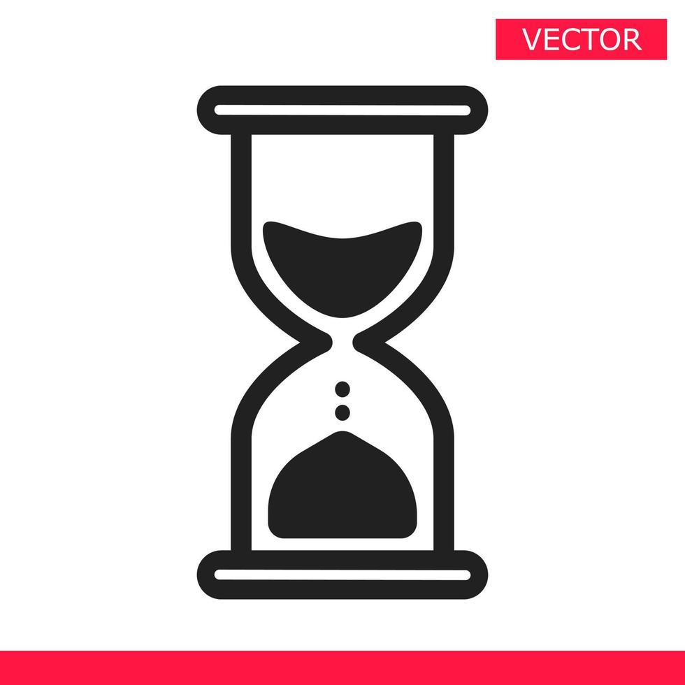 ampulheta preta carregando relógio cursor ícone sinal elemento gráfico estilo plano design ilustração vetorial. vetor