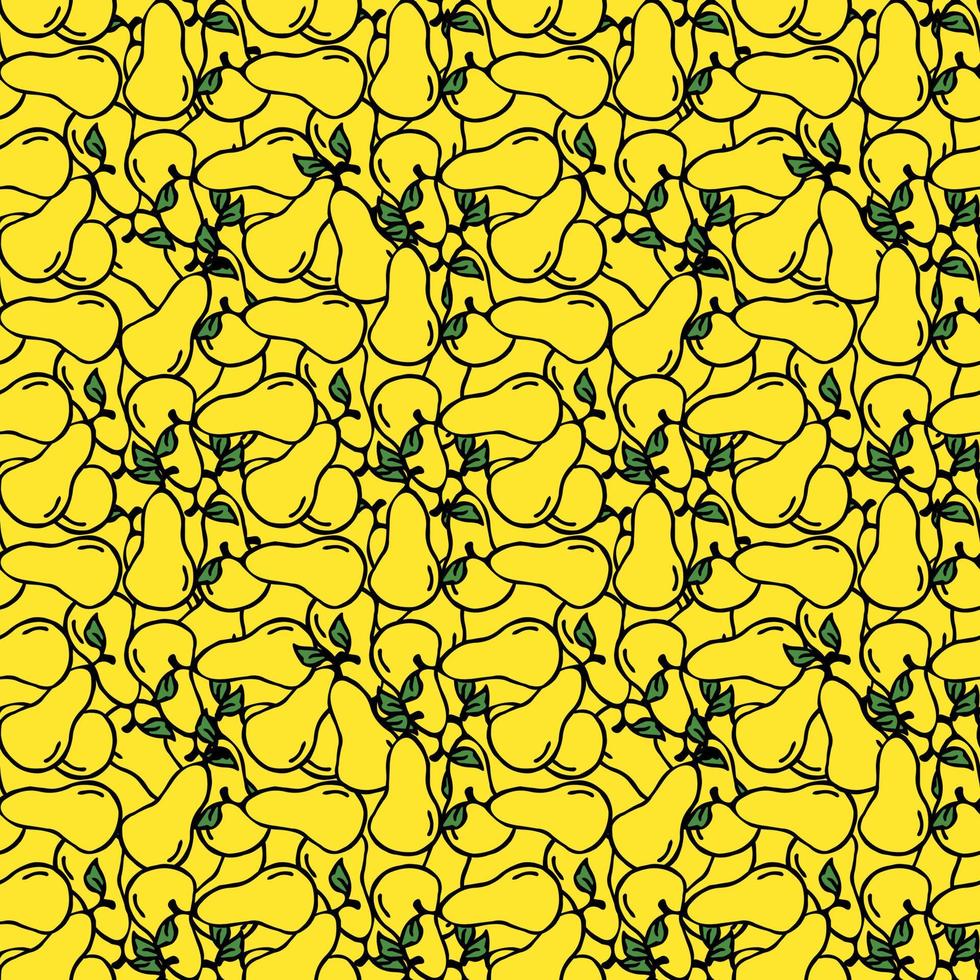 padrão sem emenda com ícones de pêra amarela. fundo de pêra colorida. doodle ilustração vetorial com frutas vetor
