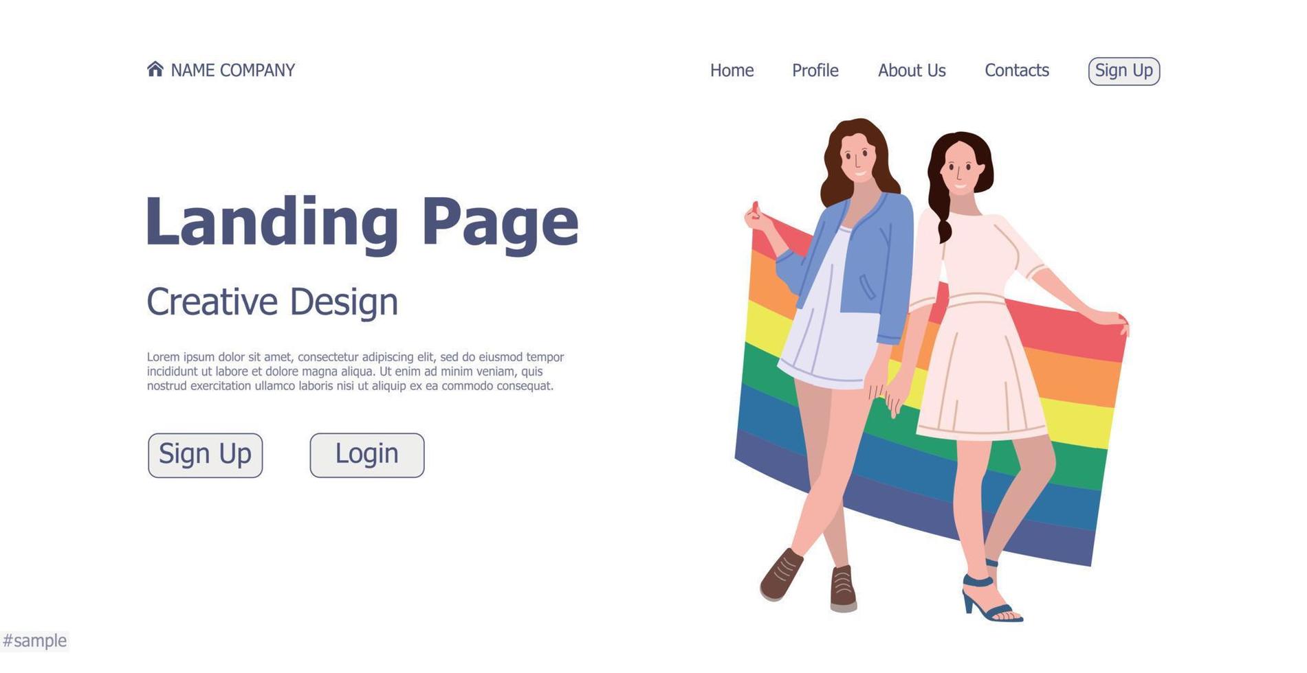 conceito de design de página de destino do site da comunidade lgbt - vetor