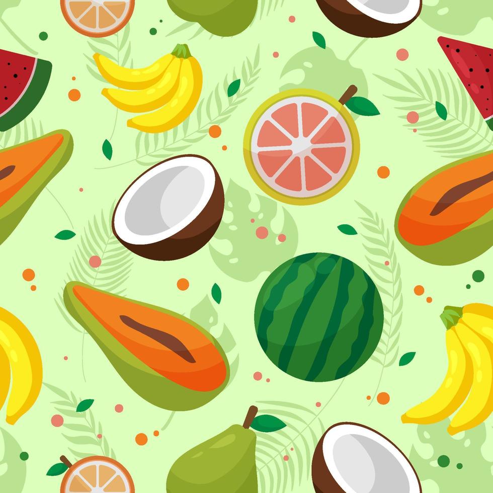 fundo sem costura de frutas tropicais vetor