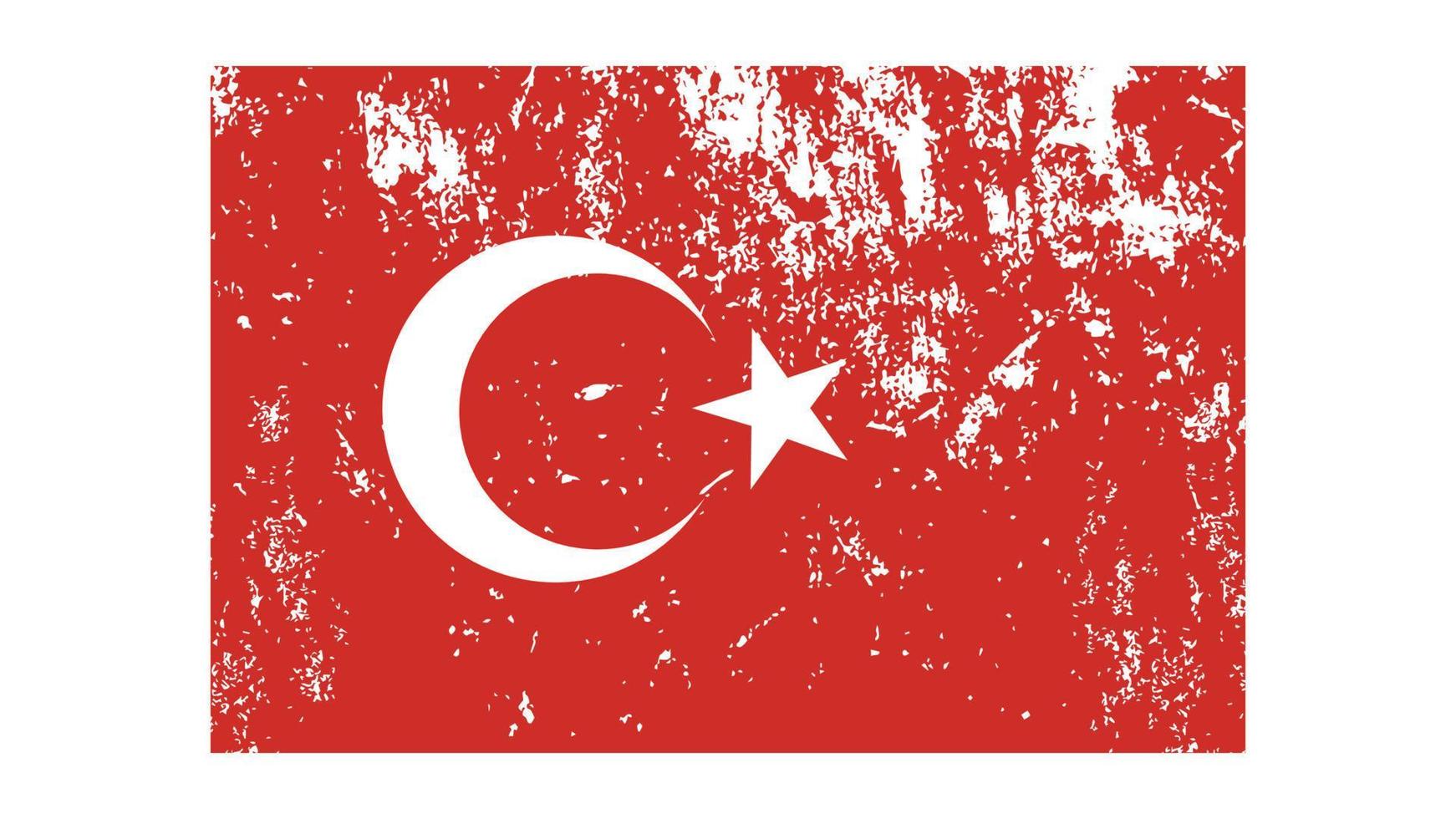 bandeira da Turquia. grunge, zero e ilustração vetorial de bandeira de estilo antigo vetor