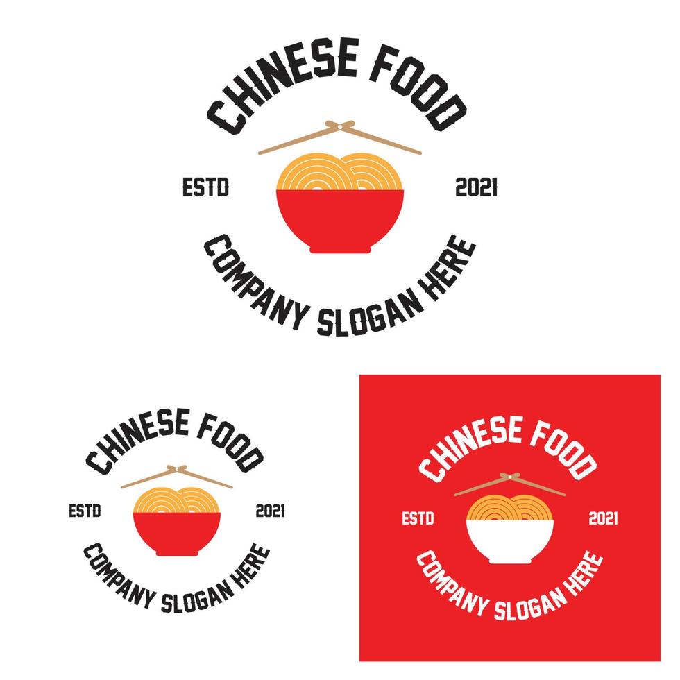 uma coleção de inspiração de logotipo de macarrão. comida chinesa e modelo de design de tigela. ilustração do conceito retro vetor