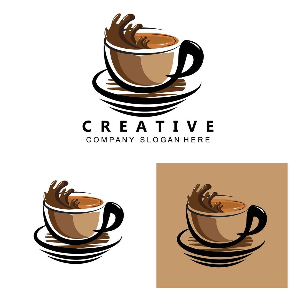 design de ícone de vetor de modelo de logotipo de xícara de café e feijão