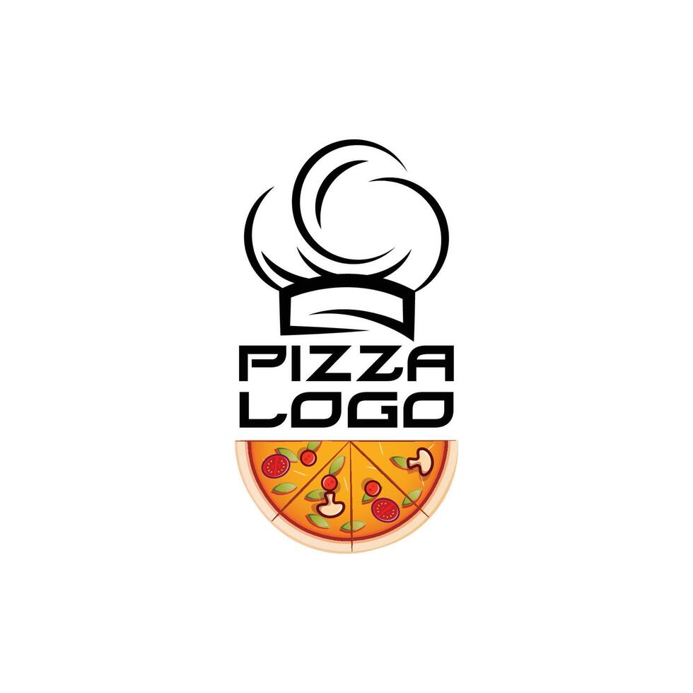 design de vetor de logotipo de comida de pizza originário da Itália, feito de trigo e legumes, adequado para adesivos, flayers, fundos, serigrafia, empresas de alimentos