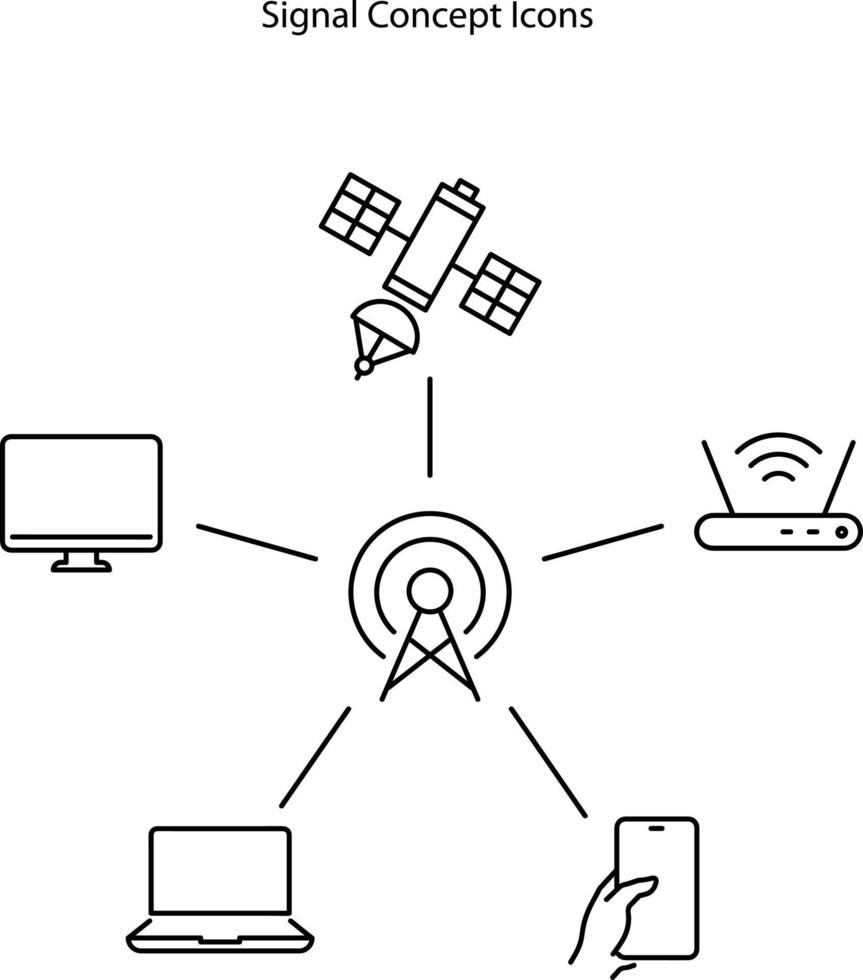 ícones de sinal definido isolado no fundo branco. ícone de sinal wifi linha fina contorno símbolo de sinal wifi linear para logotipo, web, app, ui. sinal simples de ícone de sinal wifi. vetor