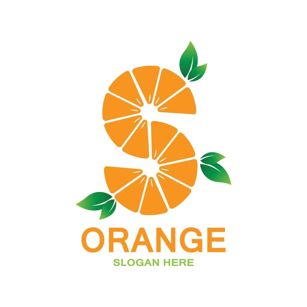 vetor de ícone de logotipo de fruta laranja. inspiração de plantas, ilustração