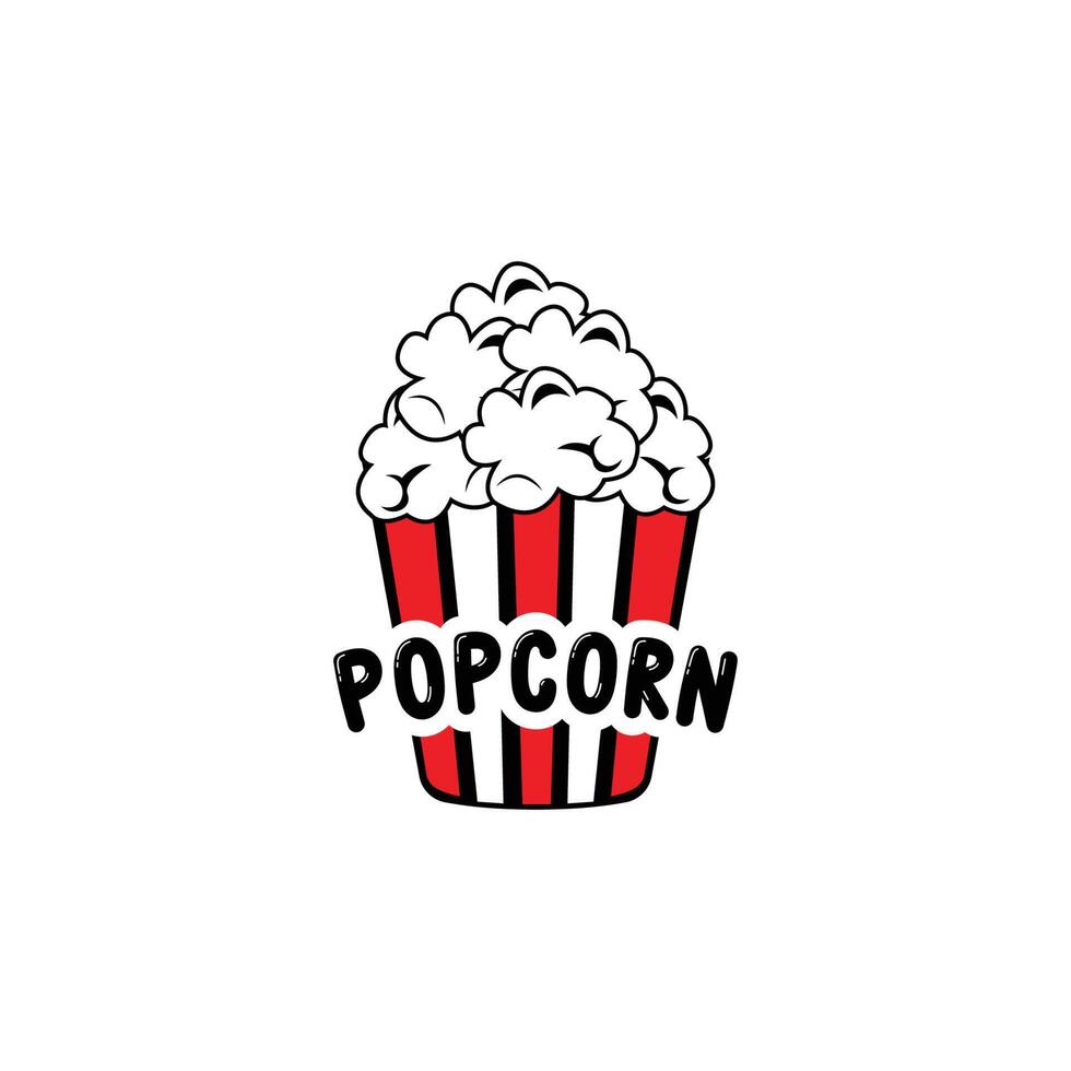 vetor de ícone de logotipo de pipoca, explodir, lanches de cinema, ilustração de conceito