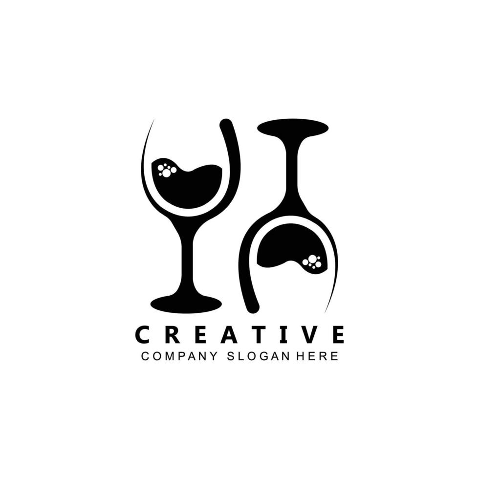 vetor de ícone de logotipo de copo de vinho espumante, modelo de inspiração de café, ilustração