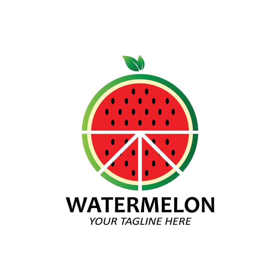 ilustração vetorial de frutas frescas melancia frutas logotipo vermelho, disponível no mercado, design de impressão de tela, adesivo, banner, empresa de frutas vetor