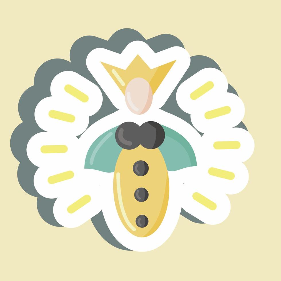 abelha rainha adesivo. adequado para apicultura. design simples editável. vetor de modelo de design. ilustração simples