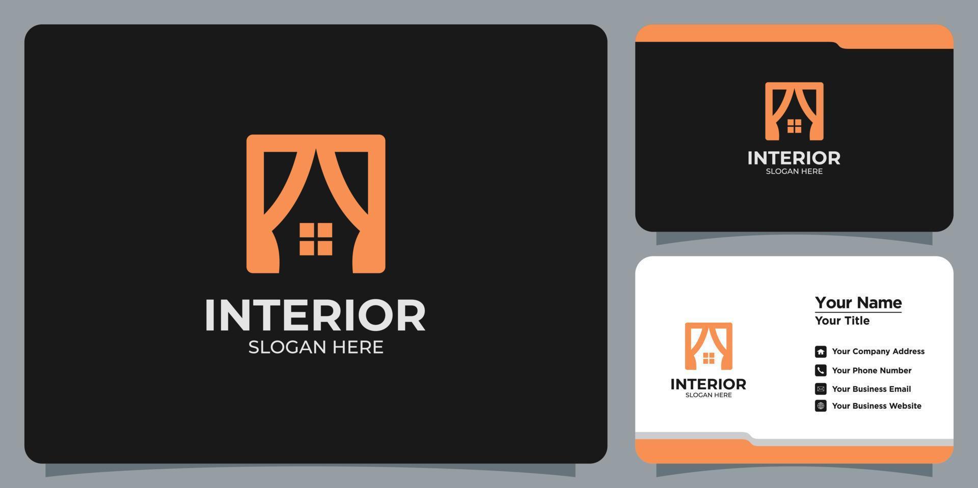 interior de logotipo elegante minimalista com marca de cartão de visita vetor