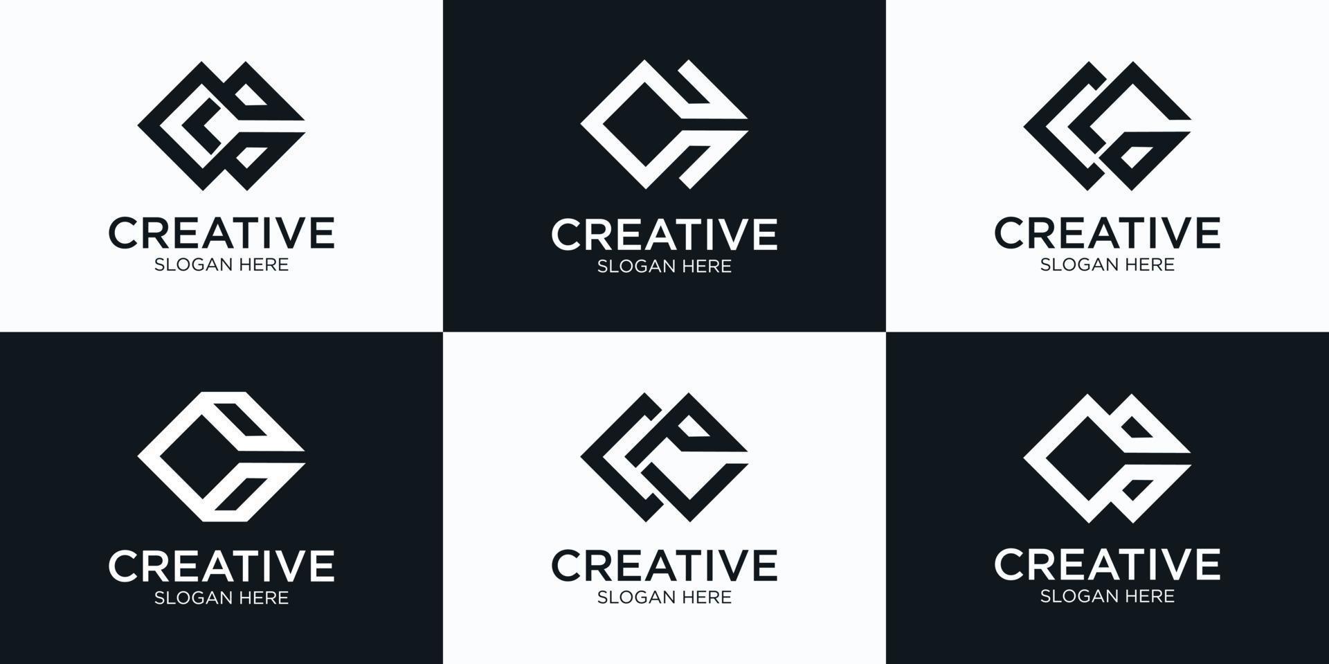conjunto de letras iniciais de coleção criativa monograma c modelo de design de logotipo vetor