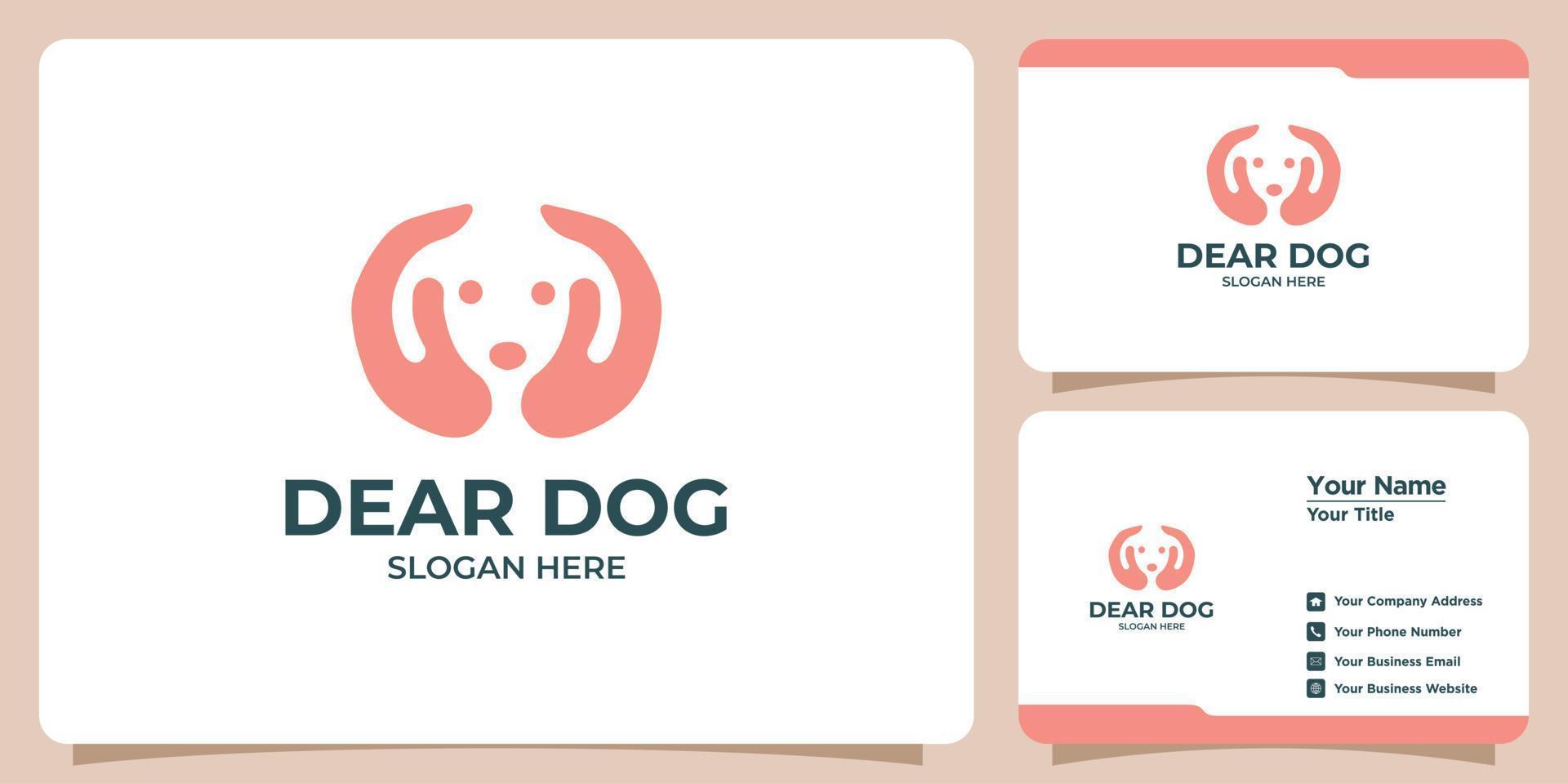 conjunto de logotipos de cães minimalistas e cartões de visita vetor