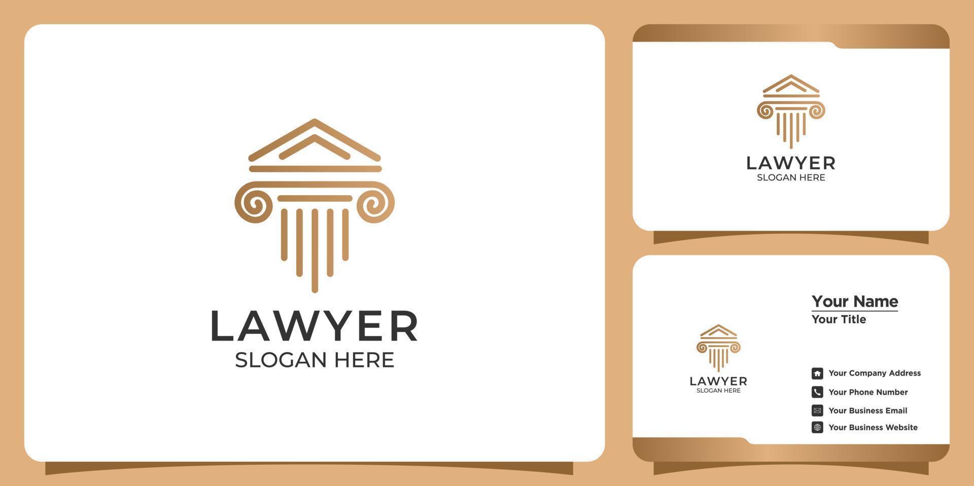 conjunto de logotipo de advogado minimalista e cartão de visita vetor