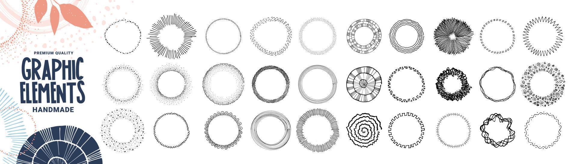 conjunto de elementos gráficos desenhados à mão, texturas e padrões. conceitos de ilustração vetorial para design gráfico e web, design de embalagem, material de marketing. vetor