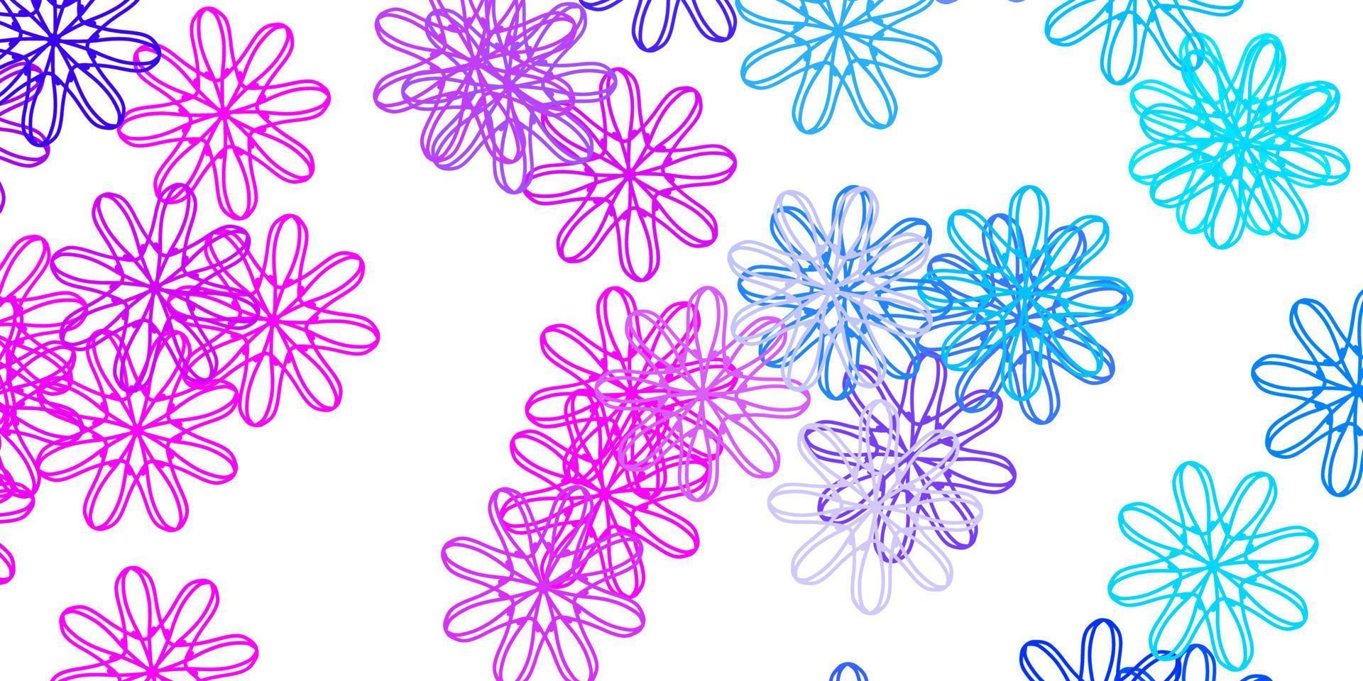 textura de doodle de vetor rosa claro azul com flores.