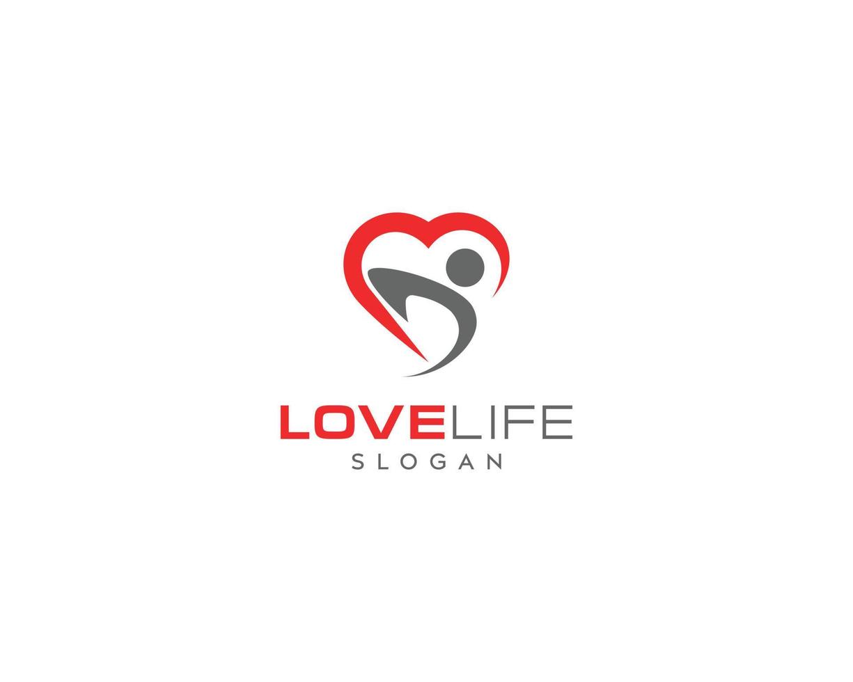 design de logotipo de vida amorosa - design de logotipo de vida - cor vermelha design de logotipo de amor vetor