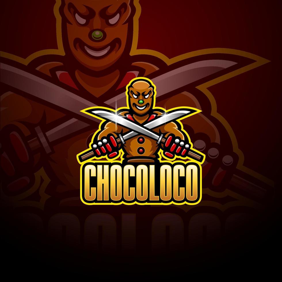 design de logotipo de mascote esportivo de chocolate ninja vetor