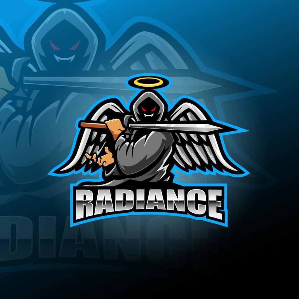 design do logotipo do mascote guerreiro anjo esport vetor