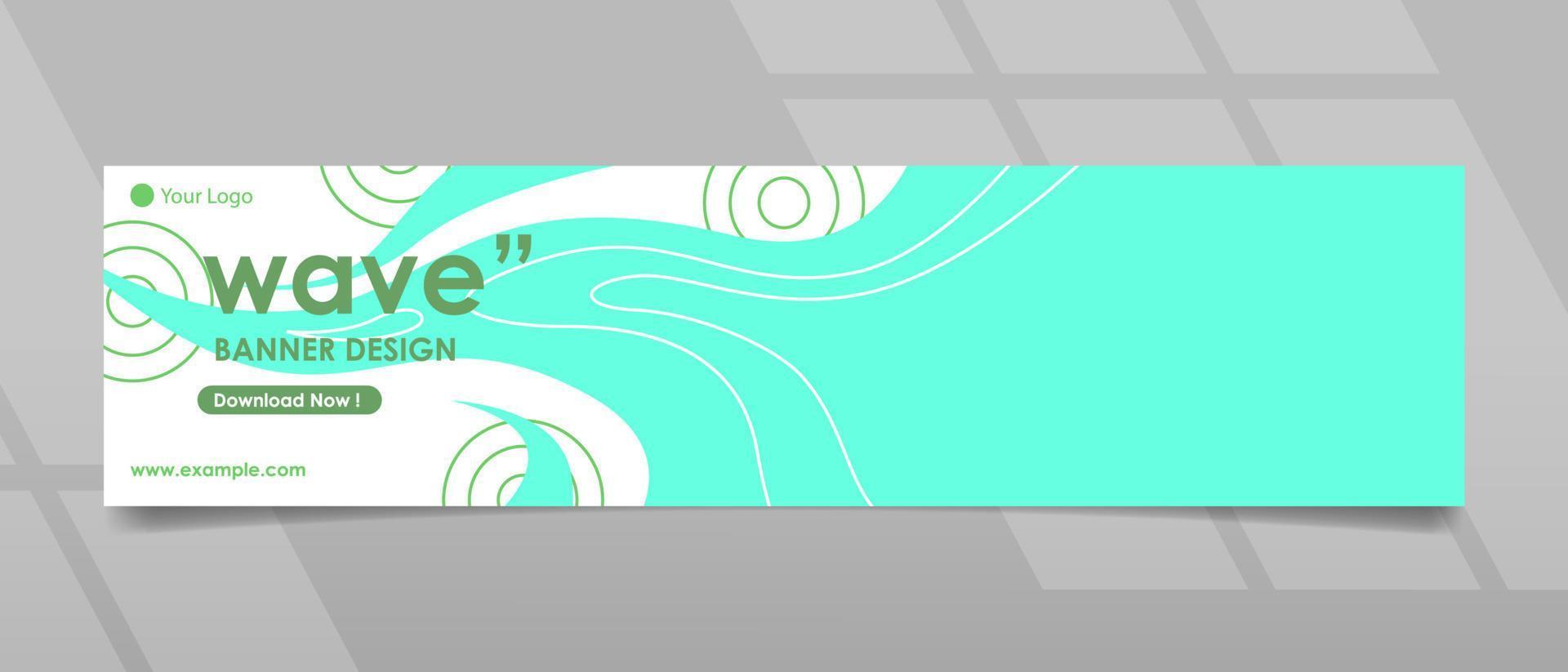 modelo de banner de onda de texto do lado esquerdo de design plano de cor azul-petróleo vetor