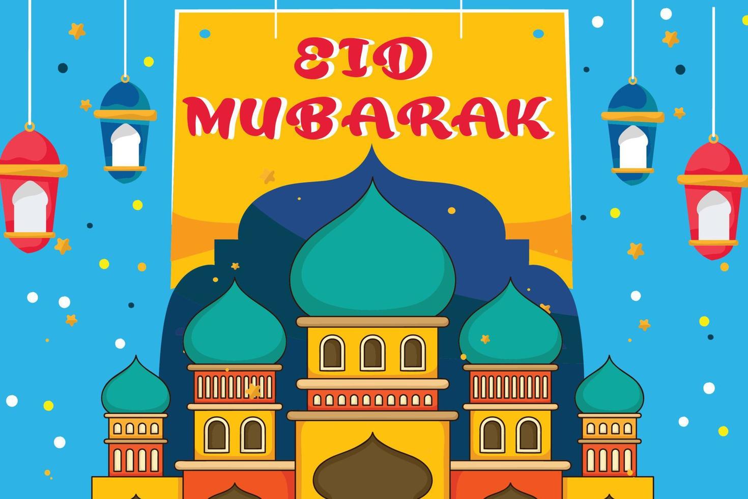 ilustração vetorial eid mubark com mesquita vetor