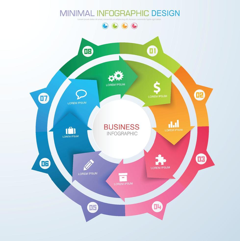 modelo de infográfico de negócios com ícone, ilustração de design vetorial vetor