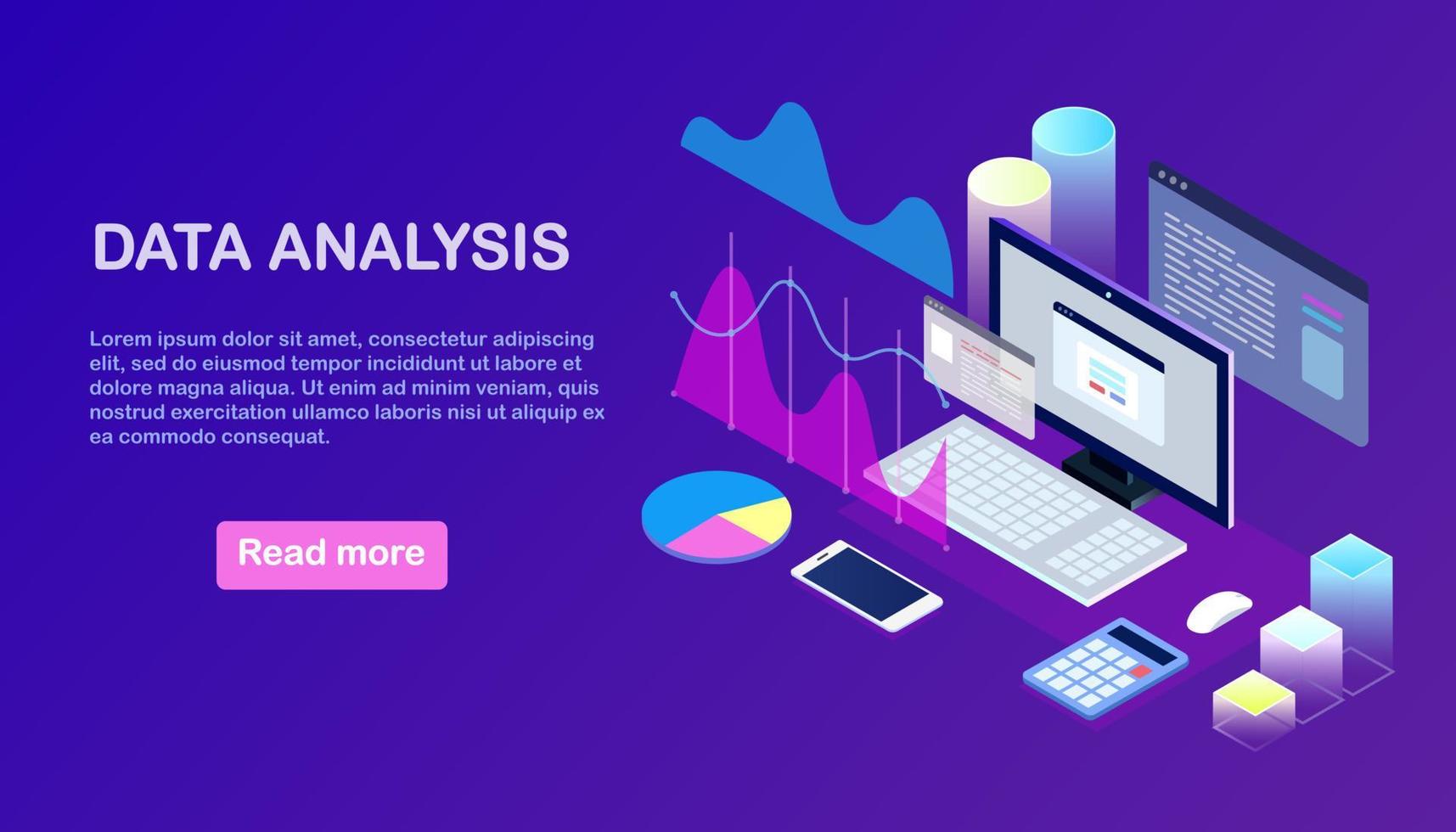 análise de dados. relatórios financeiros digitais, seo, marketing. gestão de negócios, desenvolvimento. desenho vetorial vetor