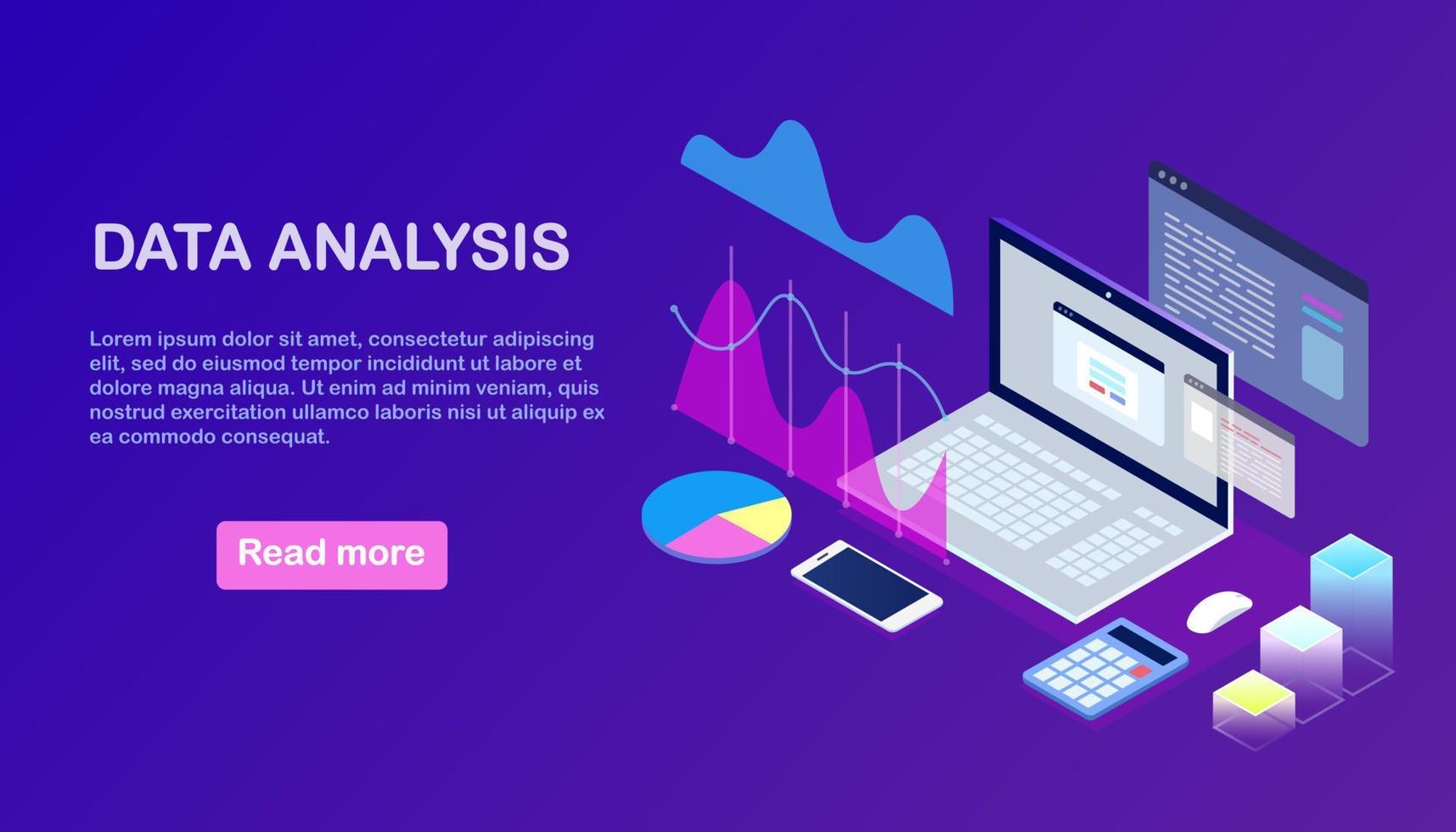 análise de dados. relatórios financeiros digitais, seo, marketing. gestão de negócios, desenvolvimento. desenho vetorial vetor