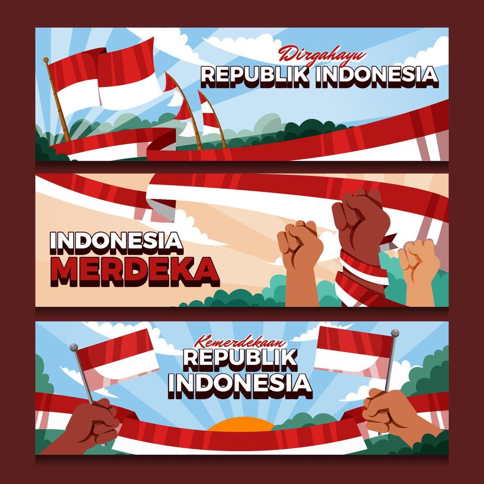 perayaan hari kemerdekaan dirgahayu republik indonésia banner vetor