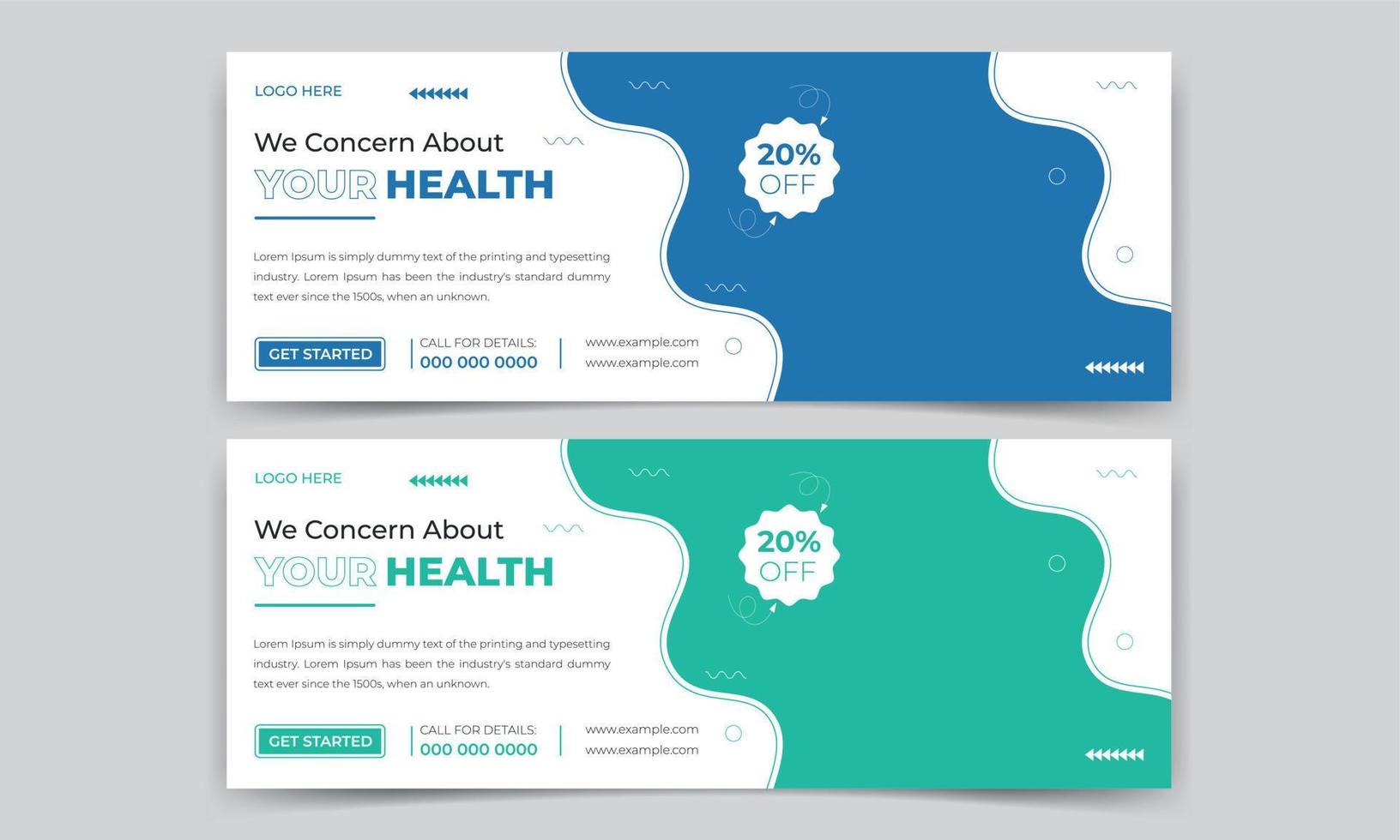capa de mídia social de saúde médica e design de banner vetor
