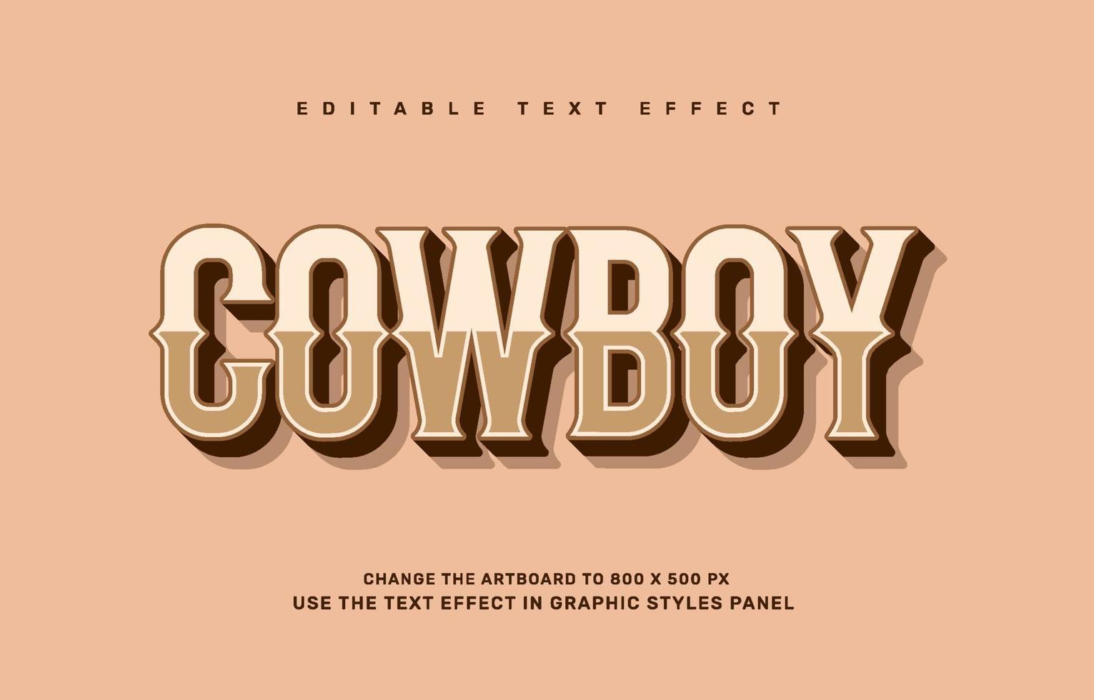 modelo de efeito de texto editável de cowboy vetor