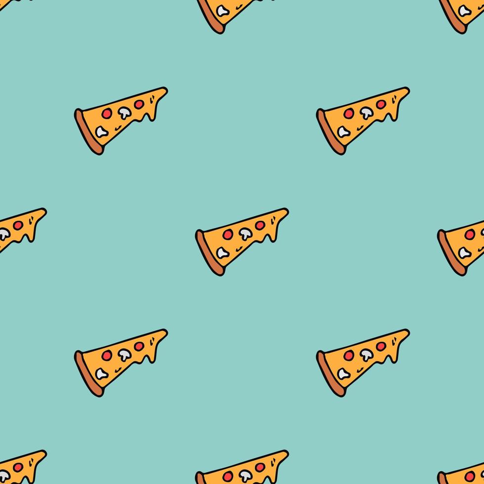 padrão de pizza sem costura. fundo de pizza colorida. ilustração de pizza de vetor doodle