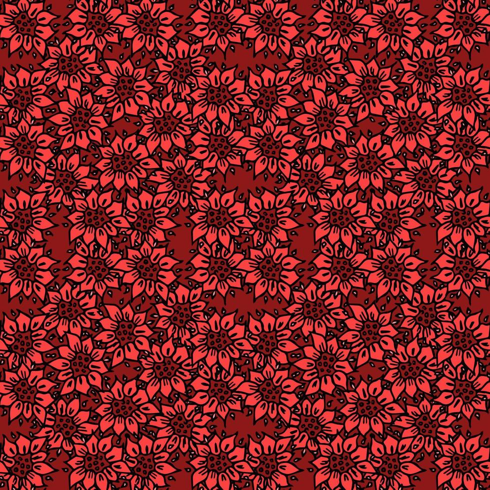 padrão de vetor floral sem emenda. fundo de flores coloridas. doodle padrão floral com flores vermelhas. ilustração de padrão floral vintage