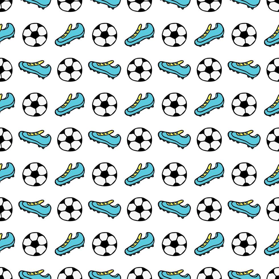 padrão sem emenda com bola de futebol. ilustração vetorial doodle com bola de futebol. fundo de futebol colorido vetor