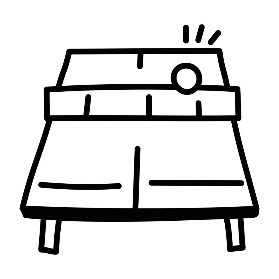 um ícone de doodle editável de uma mesa de tênis vetor