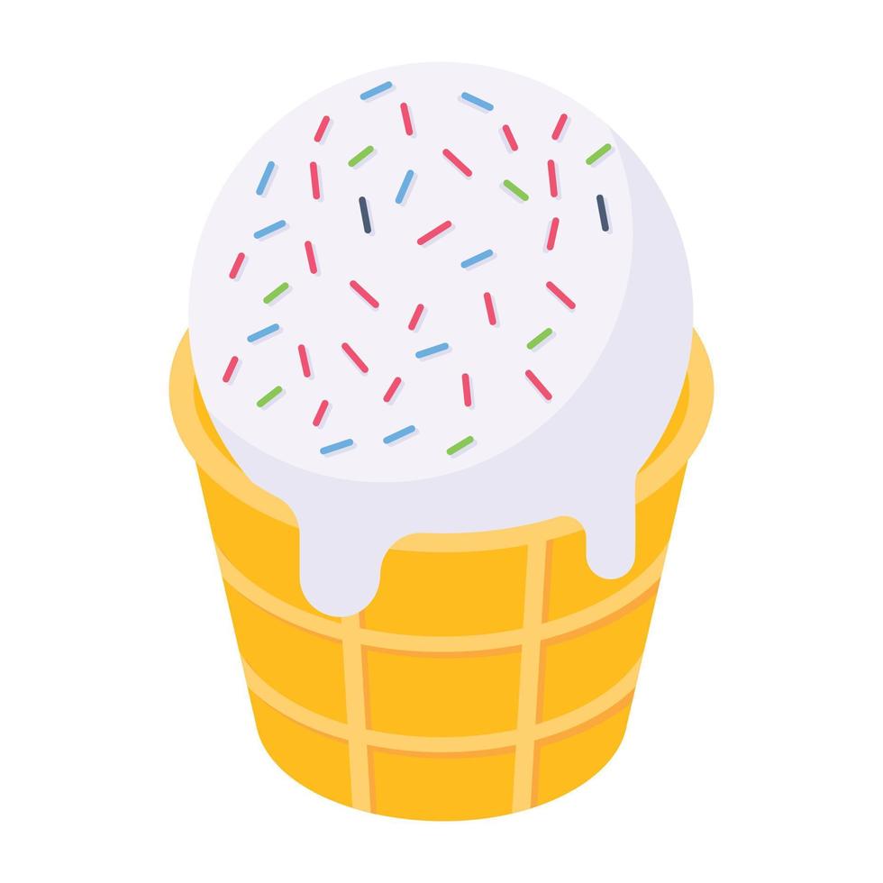 um ícone de design isométrico de copo de sorvete vetor