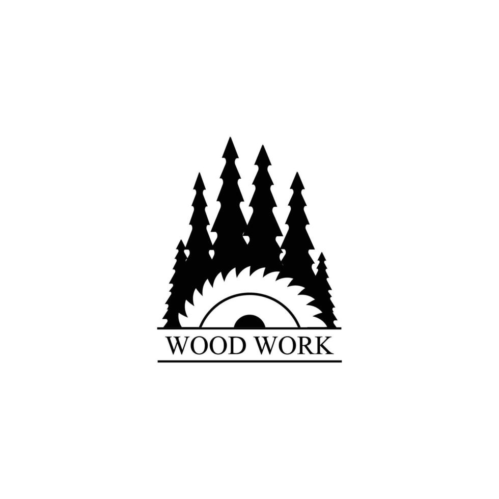 vetor de design de logotipo de trabalho de madeira.