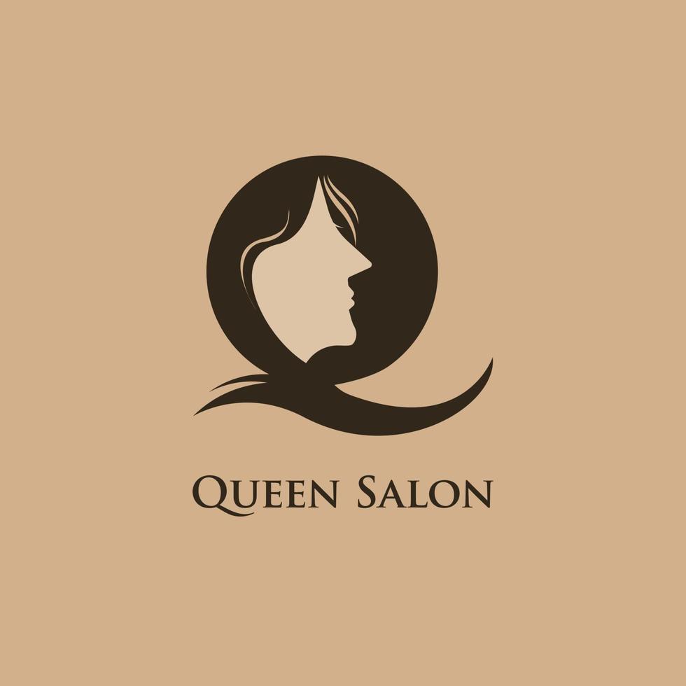 logotipo de beleza feminina com letra q. design plano de vetor. vetor