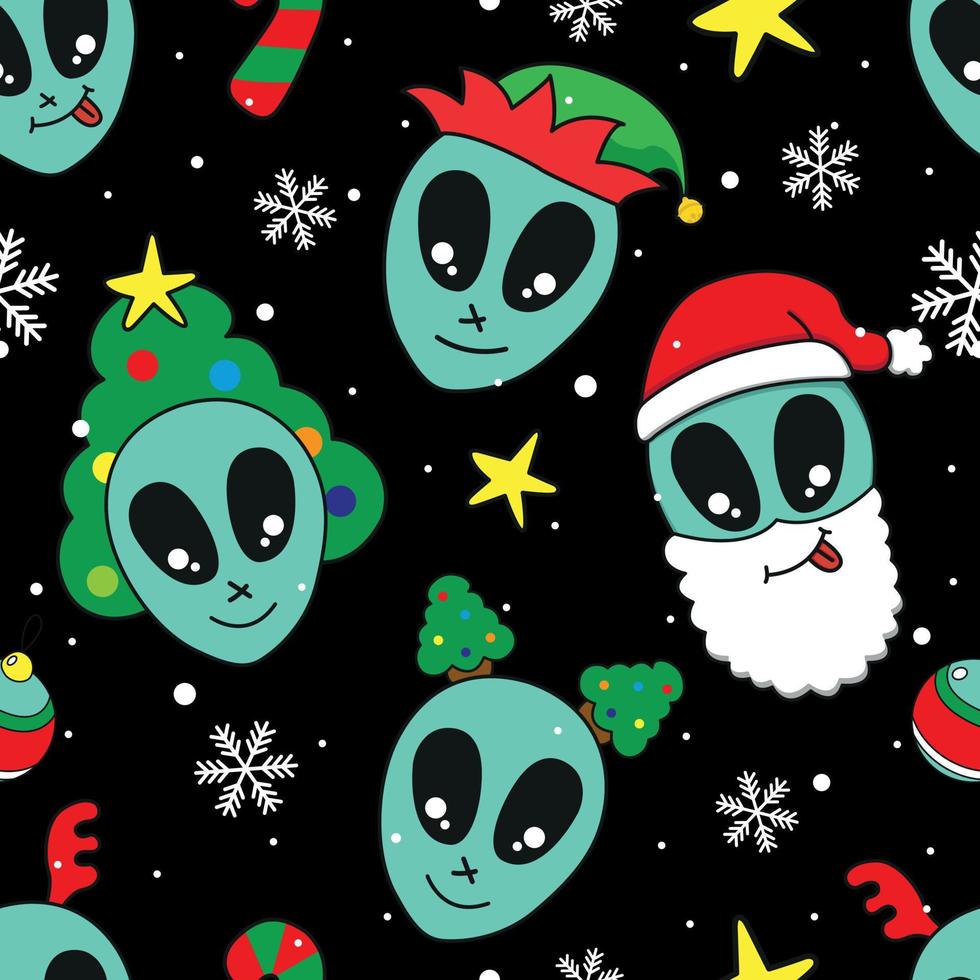 padrão sem emenda de papai noel alienígena vetor