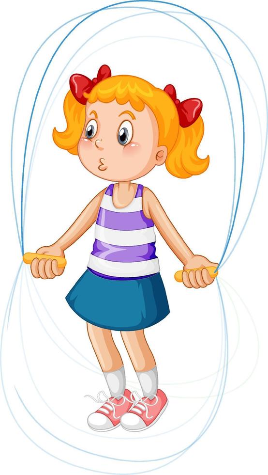 garota dos desenhos animados pulando corda vetor