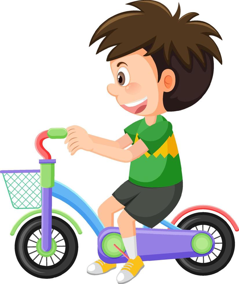 garotinho andar de bicicleta isolado vetor