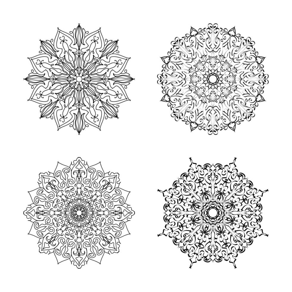 padrão circular de coleções na forma de uma mandala para henna, mehndi, tatuagens. página do livro para colorir. vetor